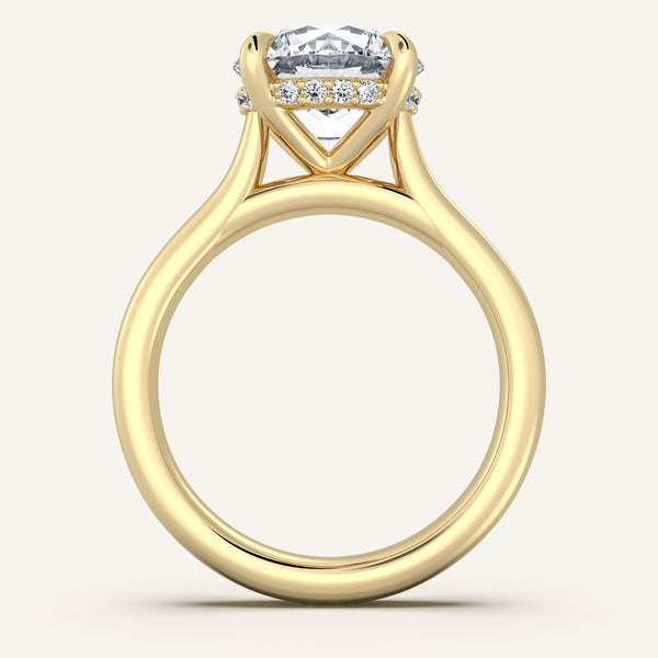 Chunky Hidden Halo Engagement Ring | 18k Yellow Gold