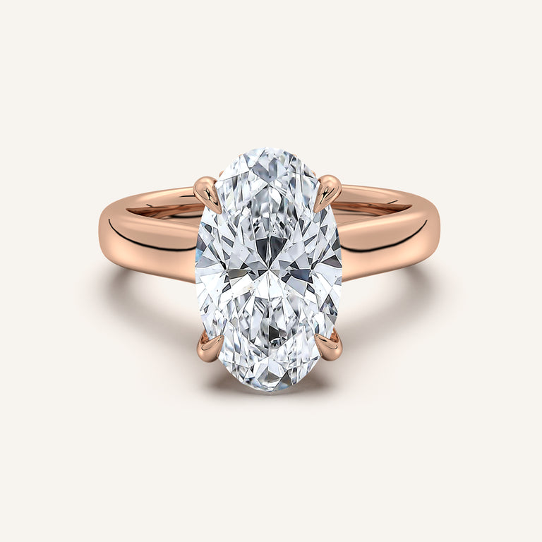 Image for Moval Wide Band Hidden Halo Engagement Ring | 18k Rose Gold