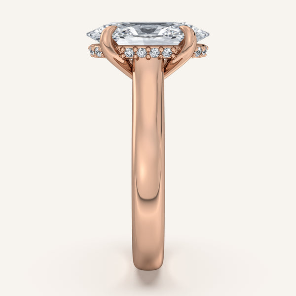 Moval Wide Band Hidden Halo Engagement Ring | 18k Rose Gold