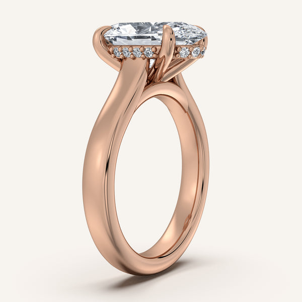 Moval Wide Band Hidden Halo Engagement Ring | 14k Rose Gold