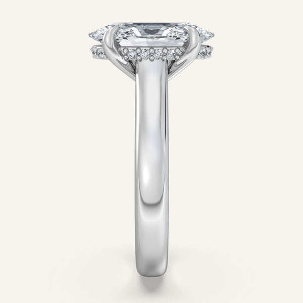 Moval Wide Band Hidden Halo Engagement Ring | Platinum