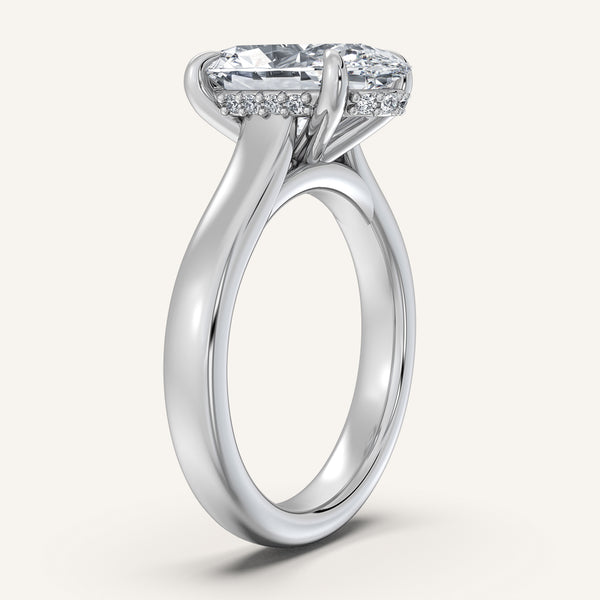 Moval Wide Band Hidden Halo Engagement Ring | 14k White Gold
