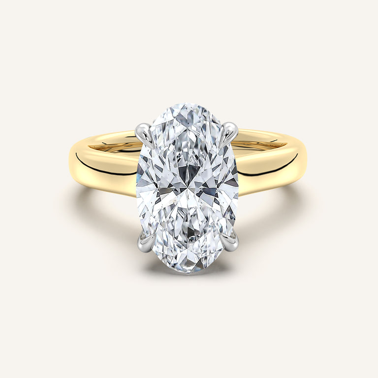 Image for Moval Wide Band Hidden Halo Engagement Ring | 18k Two Tone