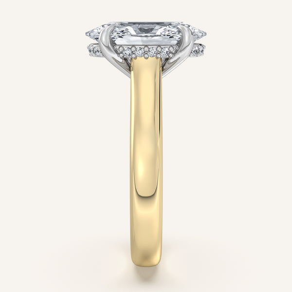 Moval Wide Band Hidden Halo Engagement Ring | 18k Two Tone