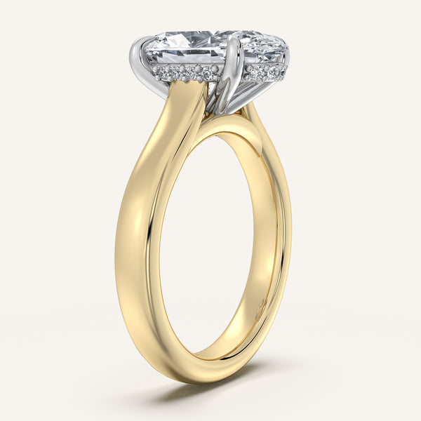 Moval Wide Band Hidden Halo Engagement Ring | 18k Two Tone