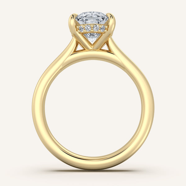 Moval Wide Band Hidden Halo Engagement Ring | 18k Yellow Gold