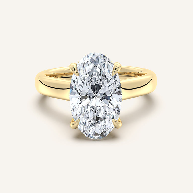 Image for Moval Wide Band Hidden Halo Engagement Ring | 18k Yellow Gold