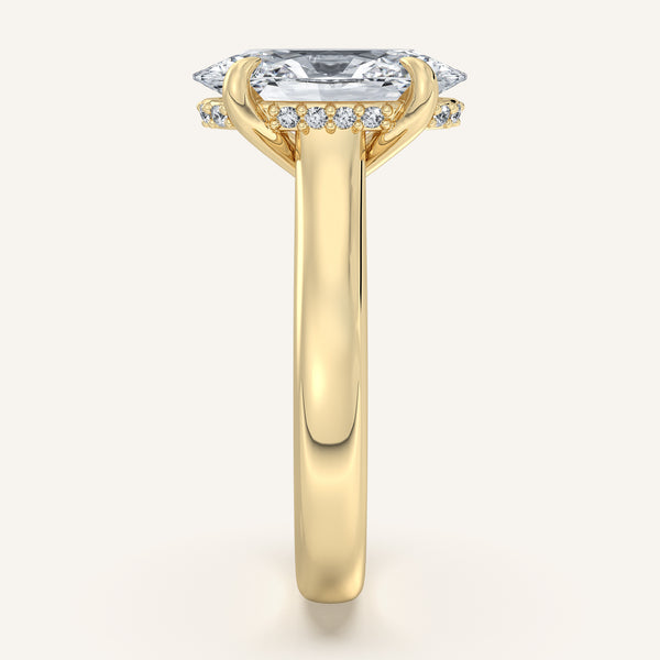 Moval Wide Band Hidden Halo Engagement Ring | 14k Yellow Gold
