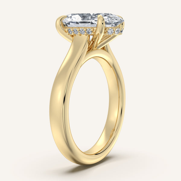 Moval Wide Band Hidden Halo Engagement Ring | 14k Yellow Gold