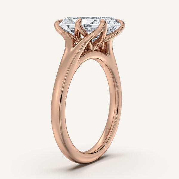 Radiant Cut Split Shank Tulip Style Engagement Ring | 14k Rose Gold