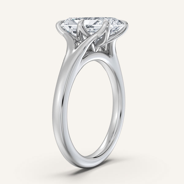 Radiant Cut Split Shank Tulip Style Engagement Ring | 18k White Gold