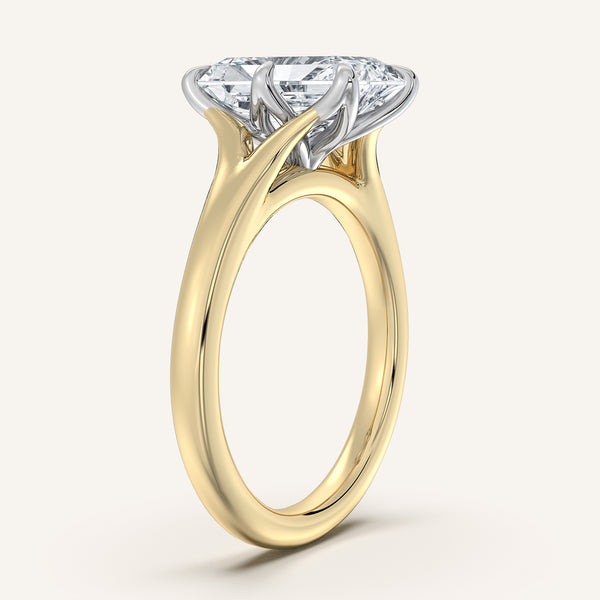 Radiant Cut Split Shank Tulip Style Engagement Ring | 14k Two Tone