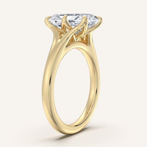 Radiant Cut Split Shank Tulip Style Engagement Ring | 18k Yellow Gold