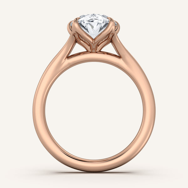 Oval Split Shank Tulip Style Engagement Ring | 18k Rose Gold