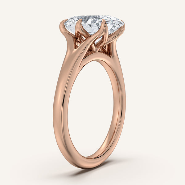 Oval Split Shank Tulip Style Engagement Ring | 18k Rose Gold