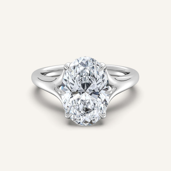 Oval Split Shank Tulip Style Engagement Ring | Platinum