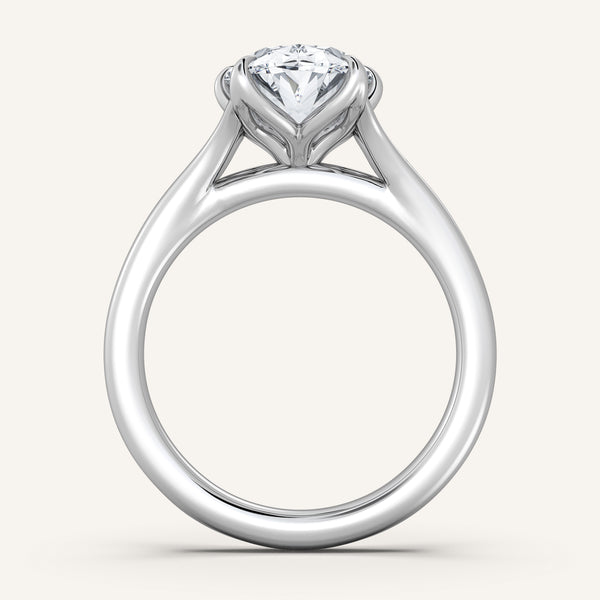 Oval Split Shank Tulip Style Engagement Ring | 18k White Gold