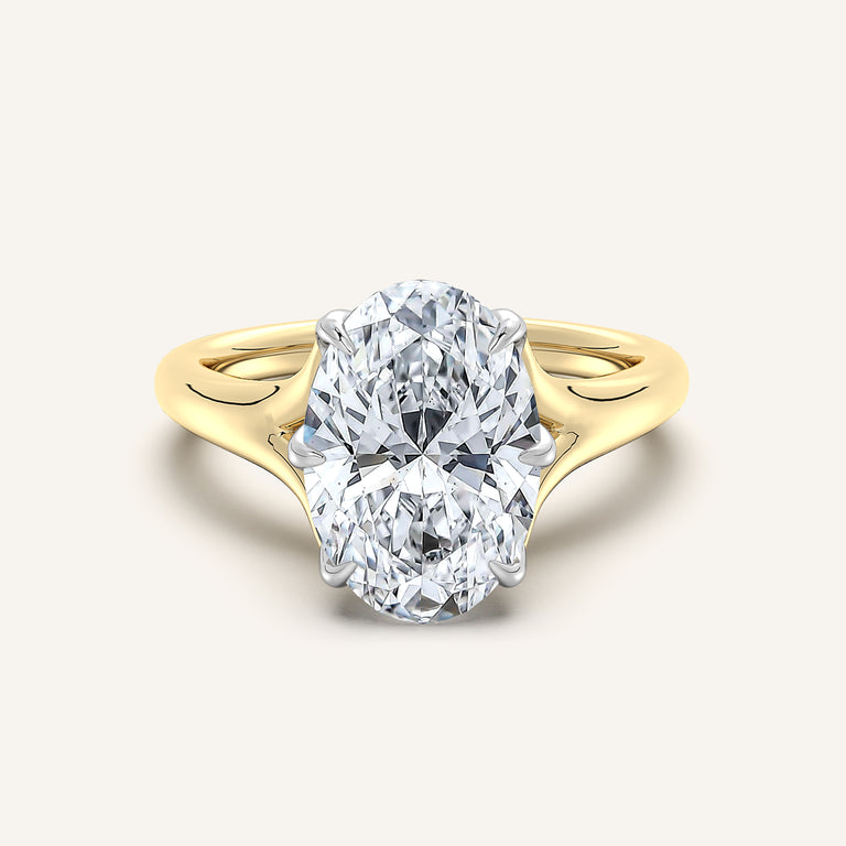 Image for Oval Split Shank Tulip Style Engagement Ring | 14k Two Tone