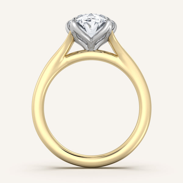 Oval Split Shank Tulip Style Engagement Ring | 18k Two Tone
