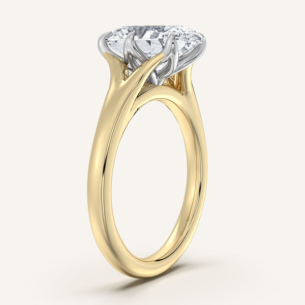 Oval Split Shank Tulip Style Engagement Ring | 18k Two Tone