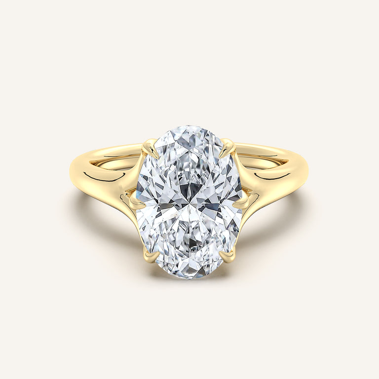 Image for Oval Split Shank Tulip Style Engagement Ring | 18k Yellow Gold