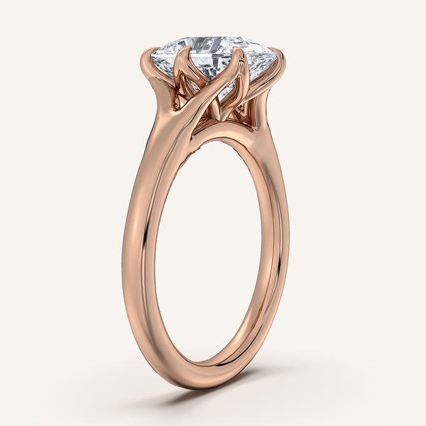 Cushion Cut Split Shank Tulip Style Engagement Ring | 18k Rose Gold
