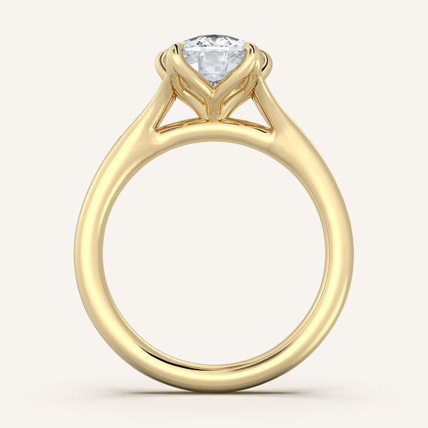 Cushion Cut Split Shank Tulip Style Engagement Ring | 18k Yellow Gold