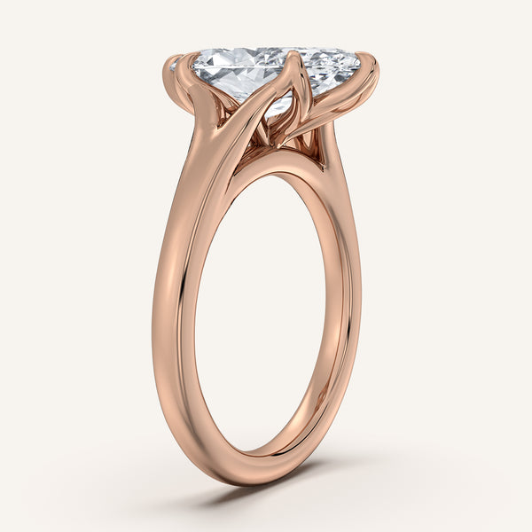Marquise Split Shank Tulip Style Engagement Ring | 18k Rose Gold
