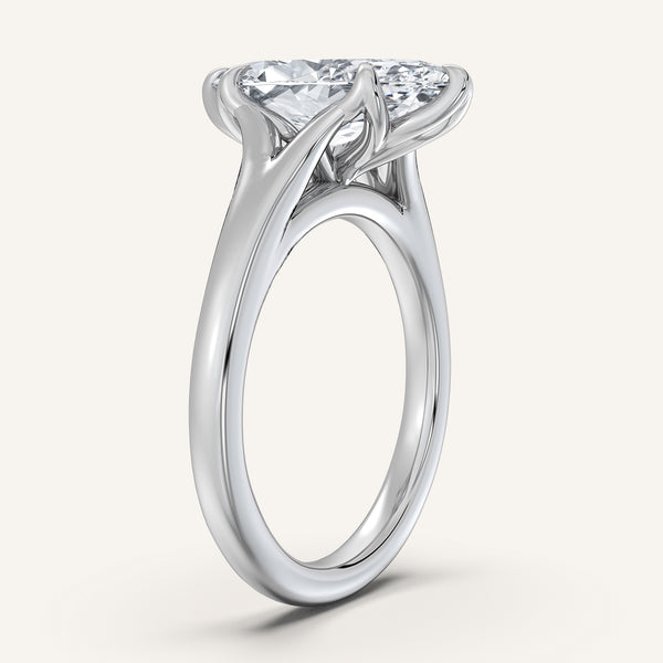 Marquise Split Shank Tulip Style Engagement Ring | 18k White Gold