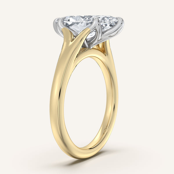 Marquise Split Shank Tulip Style Engagement Ring | 18k Two Tone