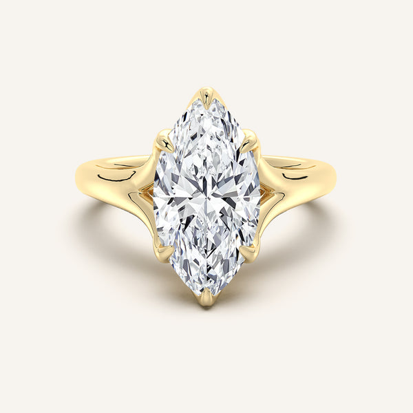 Marquise Split Shank Tulip Style Engagement Ring | 18k Yellow Gold