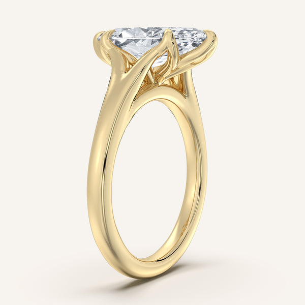 Marquise Split Shank Tulip Style Engagement Ring | 18k Yellow Gold