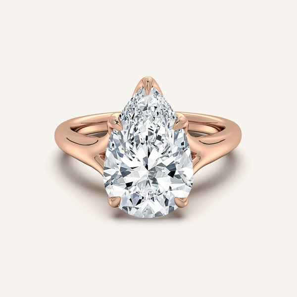 Pear Shape Split Shank Tulip Style Engagement Ring | 18k Rose Gold