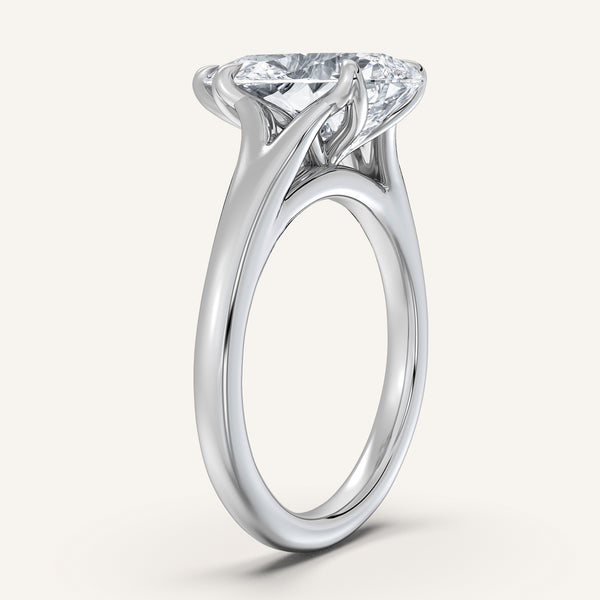 Pear Shape Split Shank Tulip Style Engagement Ring | 14k White Gold