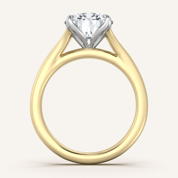 Pear Shape Split Shank Tulip Style Engagement Ring | 18k Two Tone