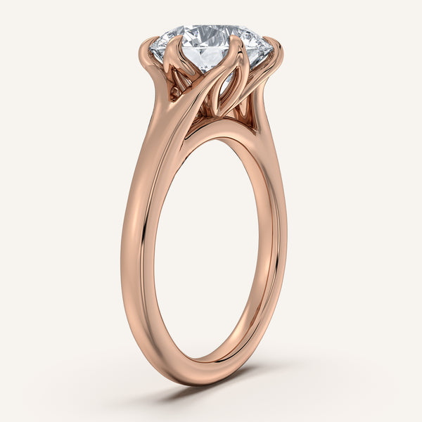 Round Split Shank Tulip Style Engagement Ring | 18k Rose Gold