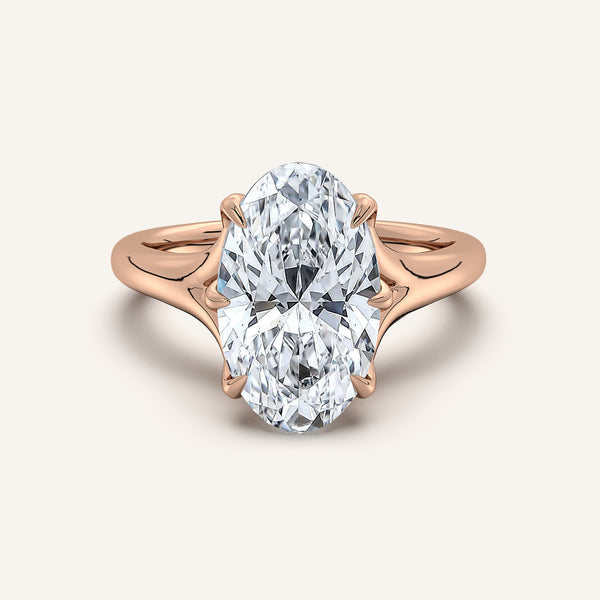 Moval Split Shank Tulip Style Engagement Ring | 18k Rose Gold