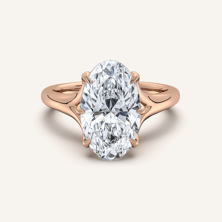Image for Moval Split Shank Tulip Style Engagement Ring | 18k Rose Gold