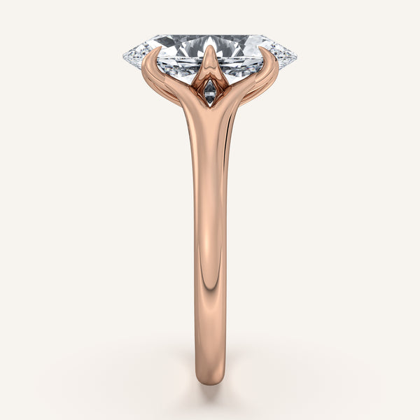 Moval Split Shank Tulip Style Engagement Ring | 14k Rose Gold