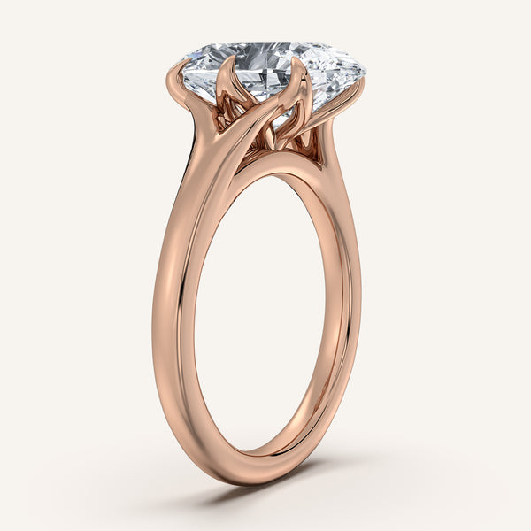 Moval Split Shank Tulip Style Engagement Ring | 14k Rose Gold
