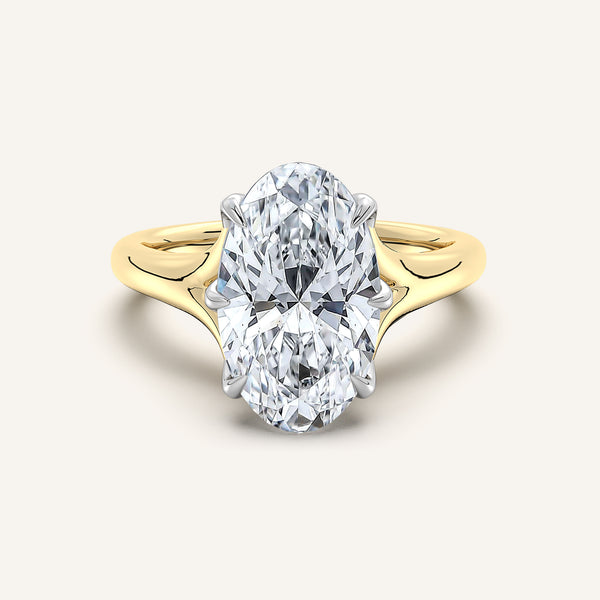 Moval Split Shank Tulip Style Engagement Ring | 18k Two Tone