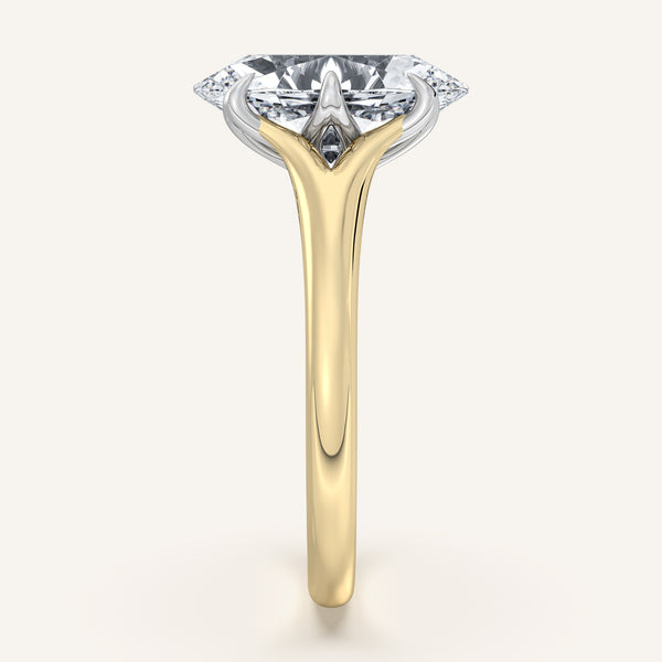Moval Split Shank Tulip Style Engagement Ring | 18k Two Tone