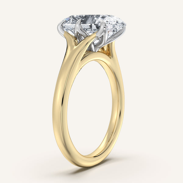 Moval Split Shank Tulip Style Engagement Ring | 18k Two Tone