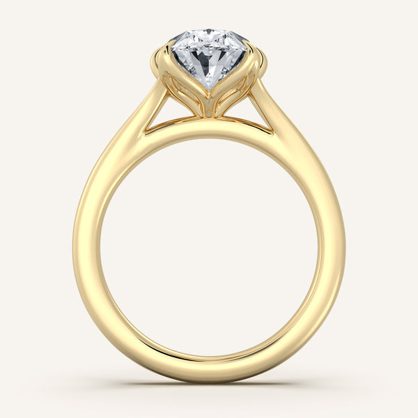 Moval Split Shank Tulip Style Engagement Ring | 18k Yellow Gold