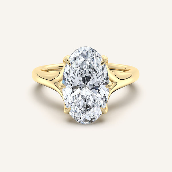 Moval Split Shank Tulip Style Engagement Ring | 18k Yellow Gold