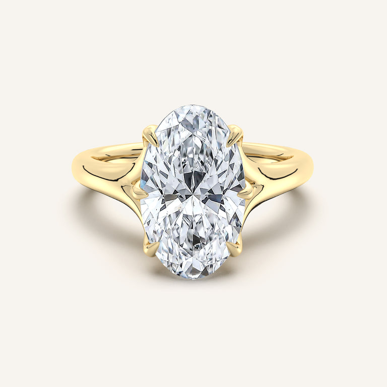 Image for Moval Split Shank Tulip Style Engagement Ring | 18k Yellow Gold