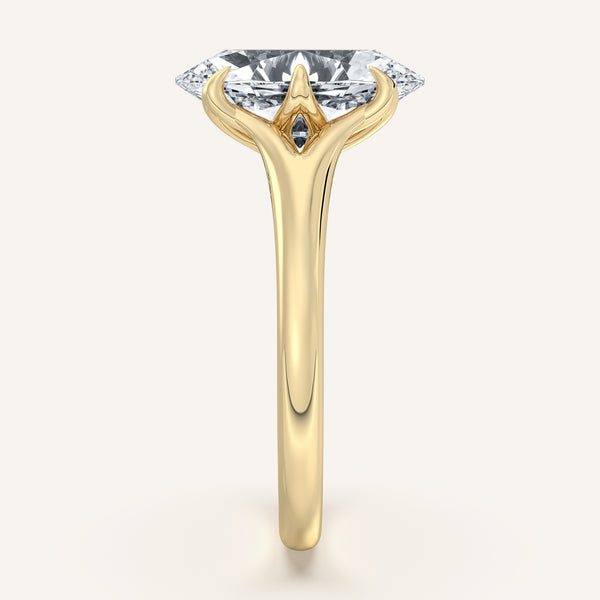 Moval Split Shank Tulip Style Engagement Ring | 14k Yellow Gold
