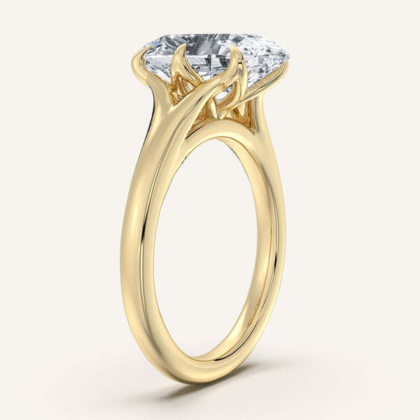 Moval Split Shank Tulip Style Engagement Ring | 18k Yellow Gold