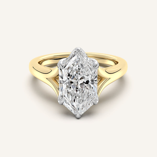 Dutch Marquise Split Shank Tulip Style Engagement Ring | 18k Two Tone