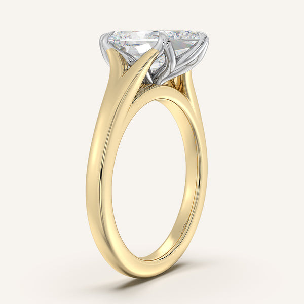 Dutch Marquise Split Shank Tulip Style Engagement Ring | 18k Two Tone